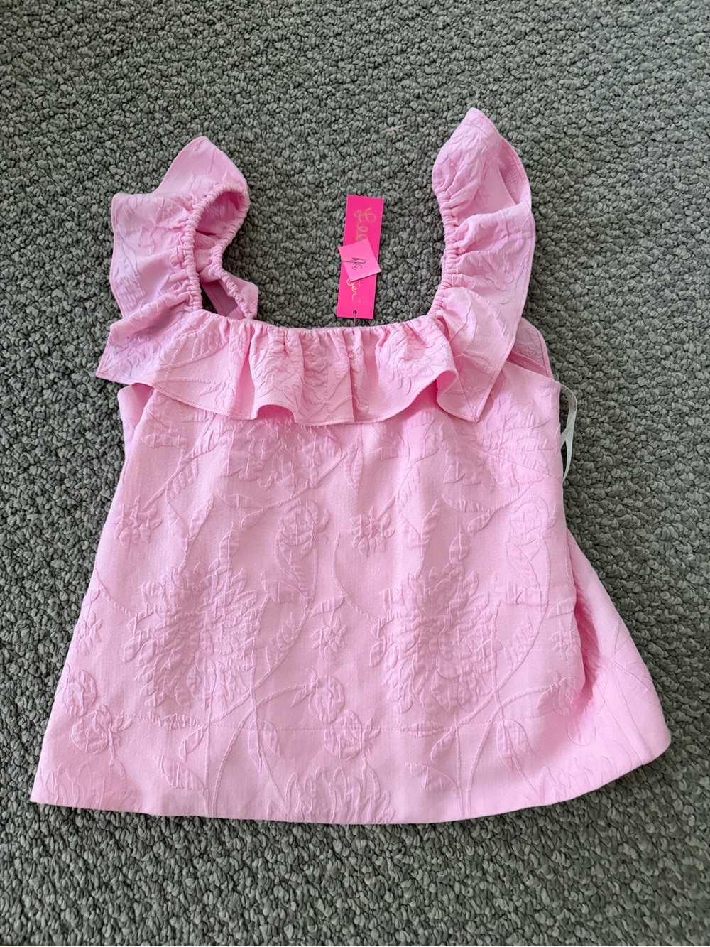 NWT Lilly Pulitzer Zoya Ruffle Top Conch Shell Pink 4